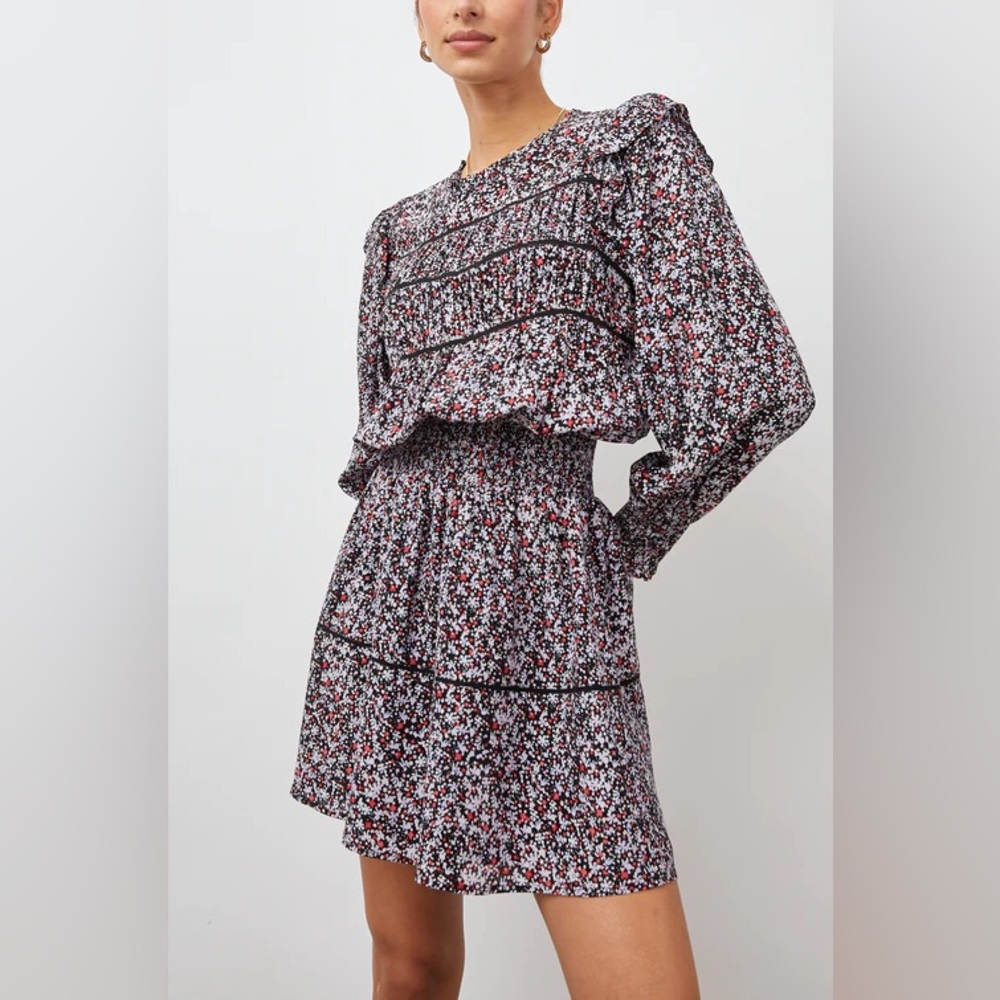 NWT Designer Rails Faren Floral Cinch Waist Fit Flare Dress Loose Sleeves Mini